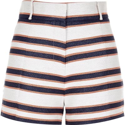 Navy stripe high waisted shorts